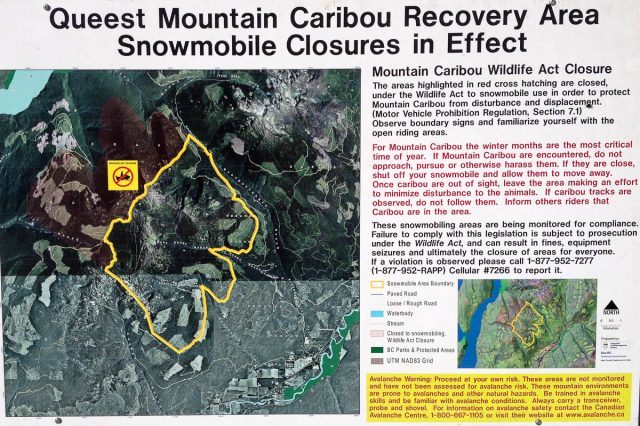 BCSF Fundraiser Queest Caribou Closure Sign