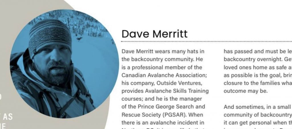 Dave Merrit - avalanche victim rescuer